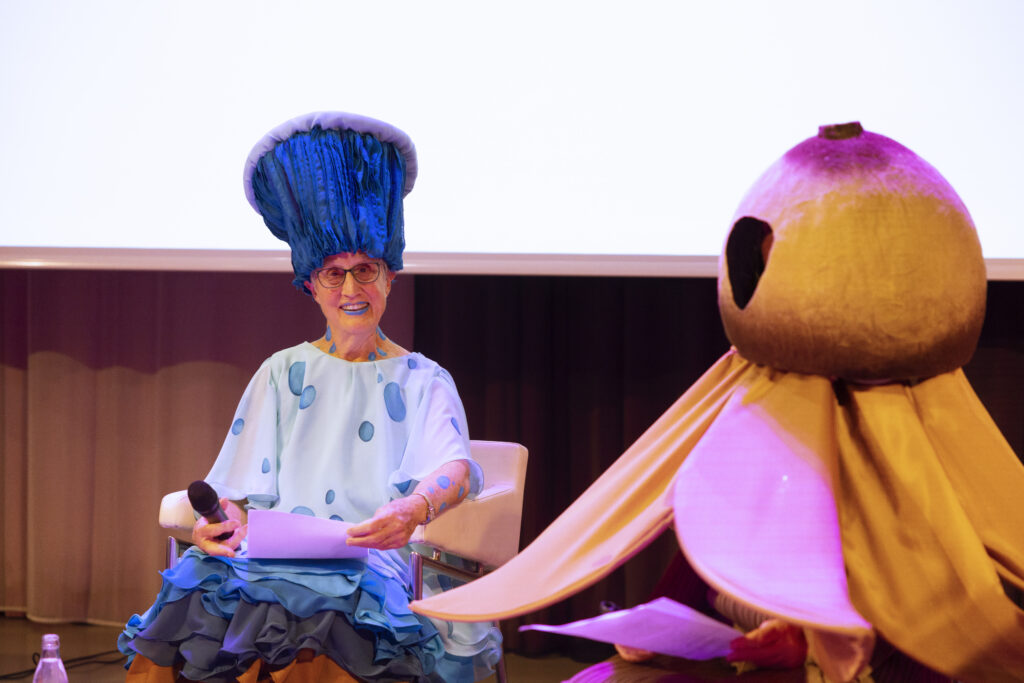 Donna Haraway as Indigo Nightcap Mushroom and Anna Tsing also as Mushroom